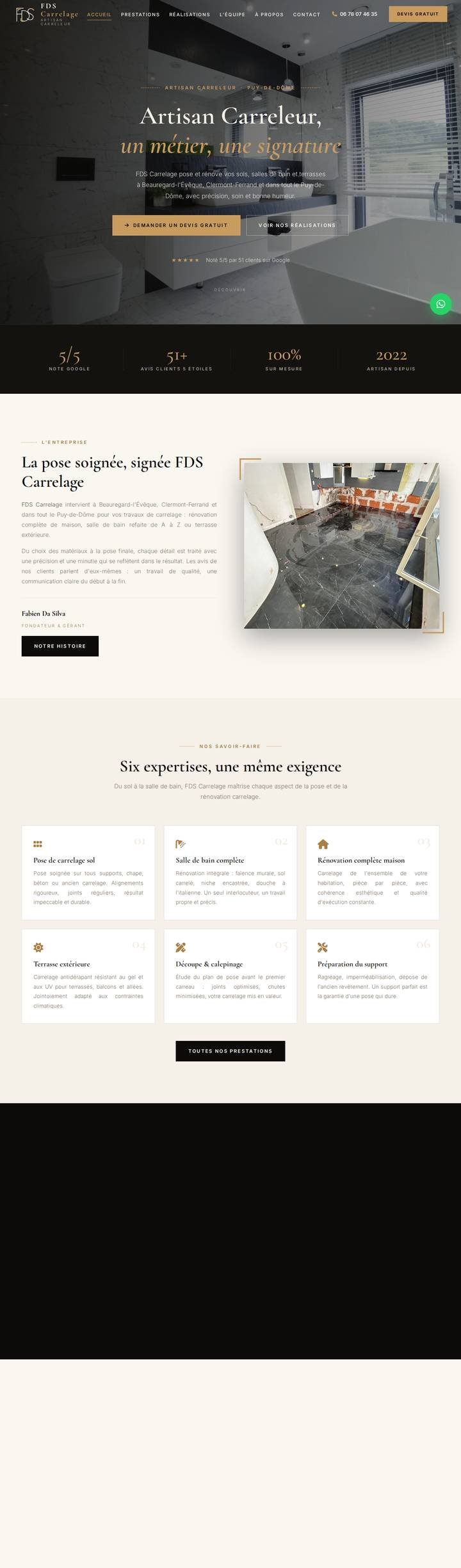FDS Carrelage, site réalisé par Liberae, vue ordinateur